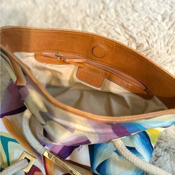 Missoni Multicolor Abstract Bucket leather canvas Shoulder Bag - Picture 7 of 15